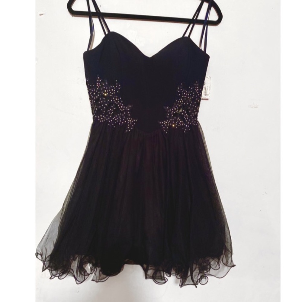 navy blue strapped formal dress